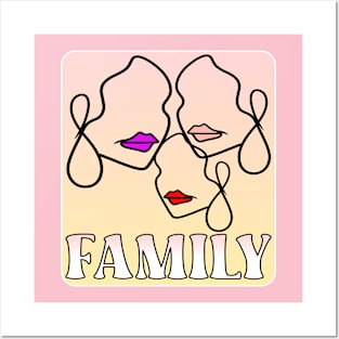 LINE ART FACE FAMILY Posters and Art